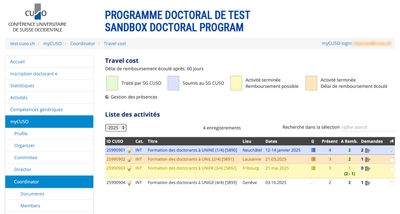 myCUSO Gestion des remboursements